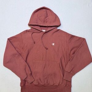 Vtg Champion Reverse Weave Hoodie Mens medium heavyweight Coral Sweatshirt EUC